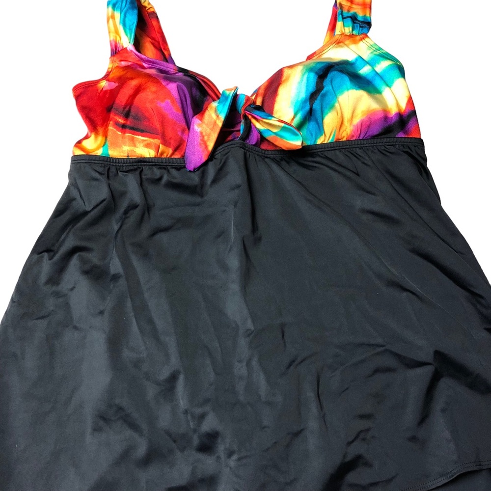 Studio Works One Piece Swimsuit Skirted Black Yellow Red Purple Approx Size 16
